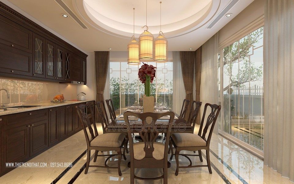 Thiết kế nội thất khu bàn ăn biệt thự VinHomes Thăng Long Hoài Đức Hà Nội